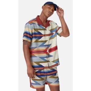 Nwot KITH x COCA COLA x PENDLETON Shorts L Aztec Logo-Print&Patches Silk Cotton